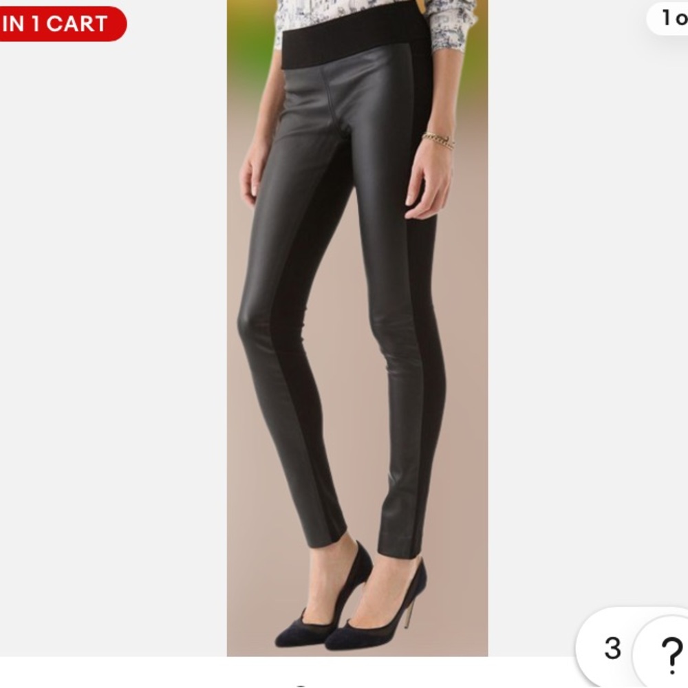 Club Monaco Tasha Tuxedo Faux Leather Front Leggings, size 0
